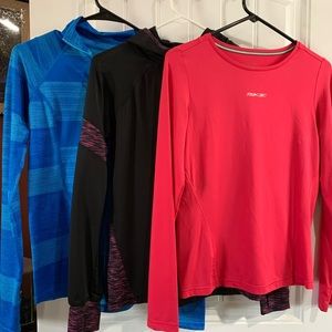 3 Reebok long sleeve work out shirt Sz Small and XS